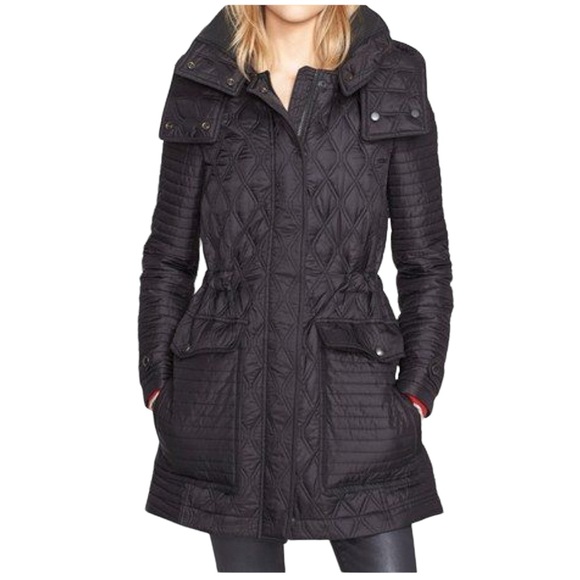 Burberry Jackets & Blazers - Burberry Brit ‘Bosdale' Quilted Coat with Detachable Hood in Black